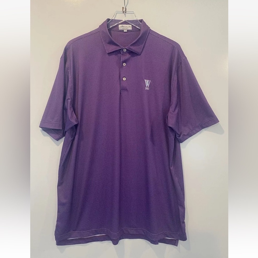Peter Millar Summer Comfort Purple Geometric Polo Shirt XL W 1913 Logo MS19EK07S